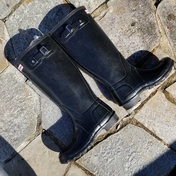 Hunter Extended Calf Tall Gloss Rain Boots Size 6 - Picture 5 of 13